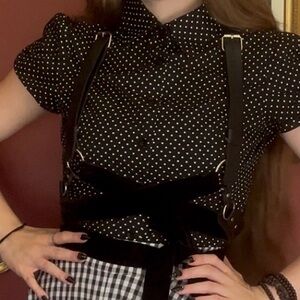 Vintage Ali & Kris Black Polka Dot Blouse
